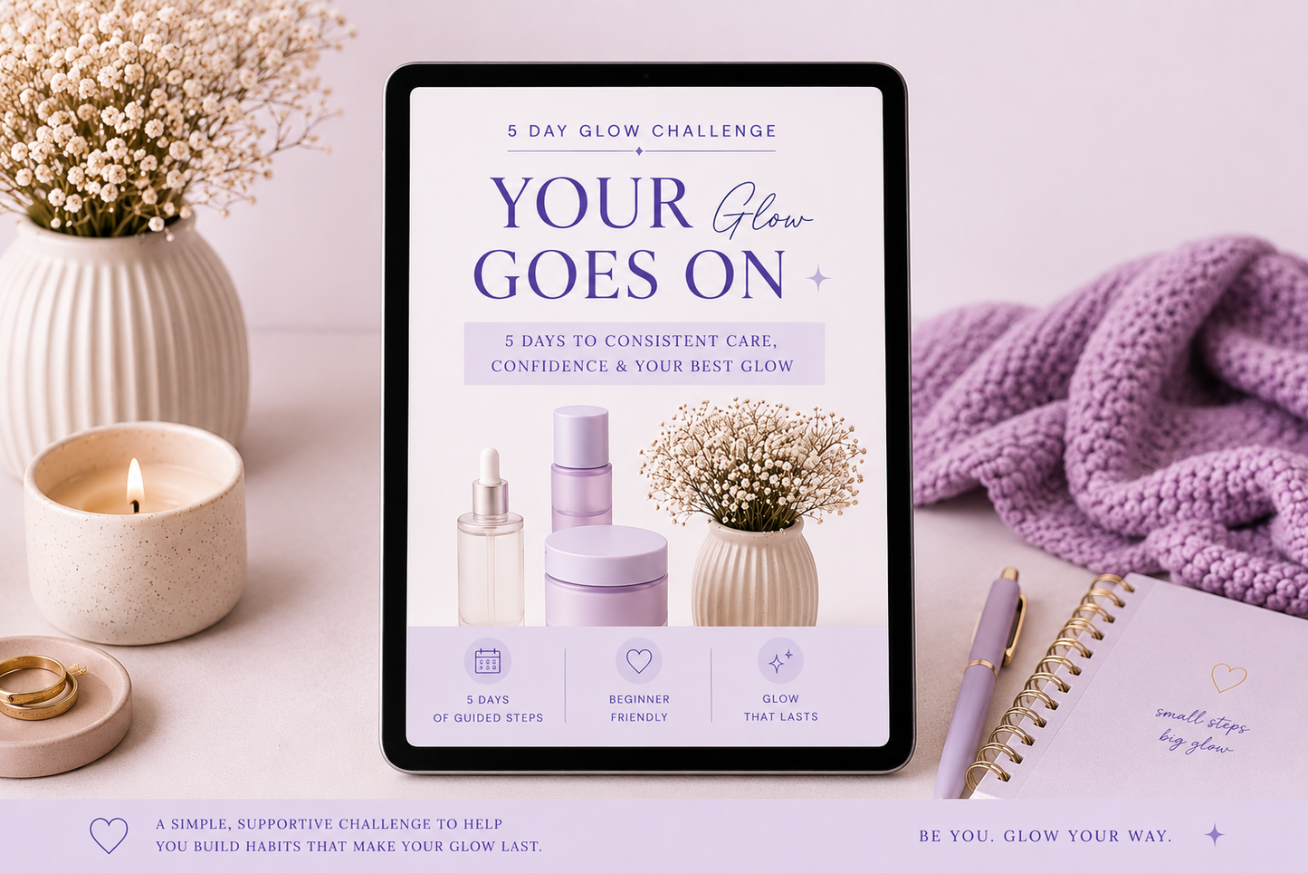 5 Day Glow Challenge | Self-Care & K-Beauty Routine Planner PDF - Instant Digital Download
