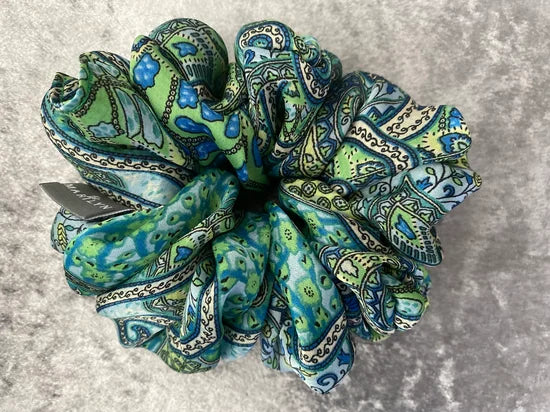The Glow Tie - Blue Floral Chiffon Scrunchie