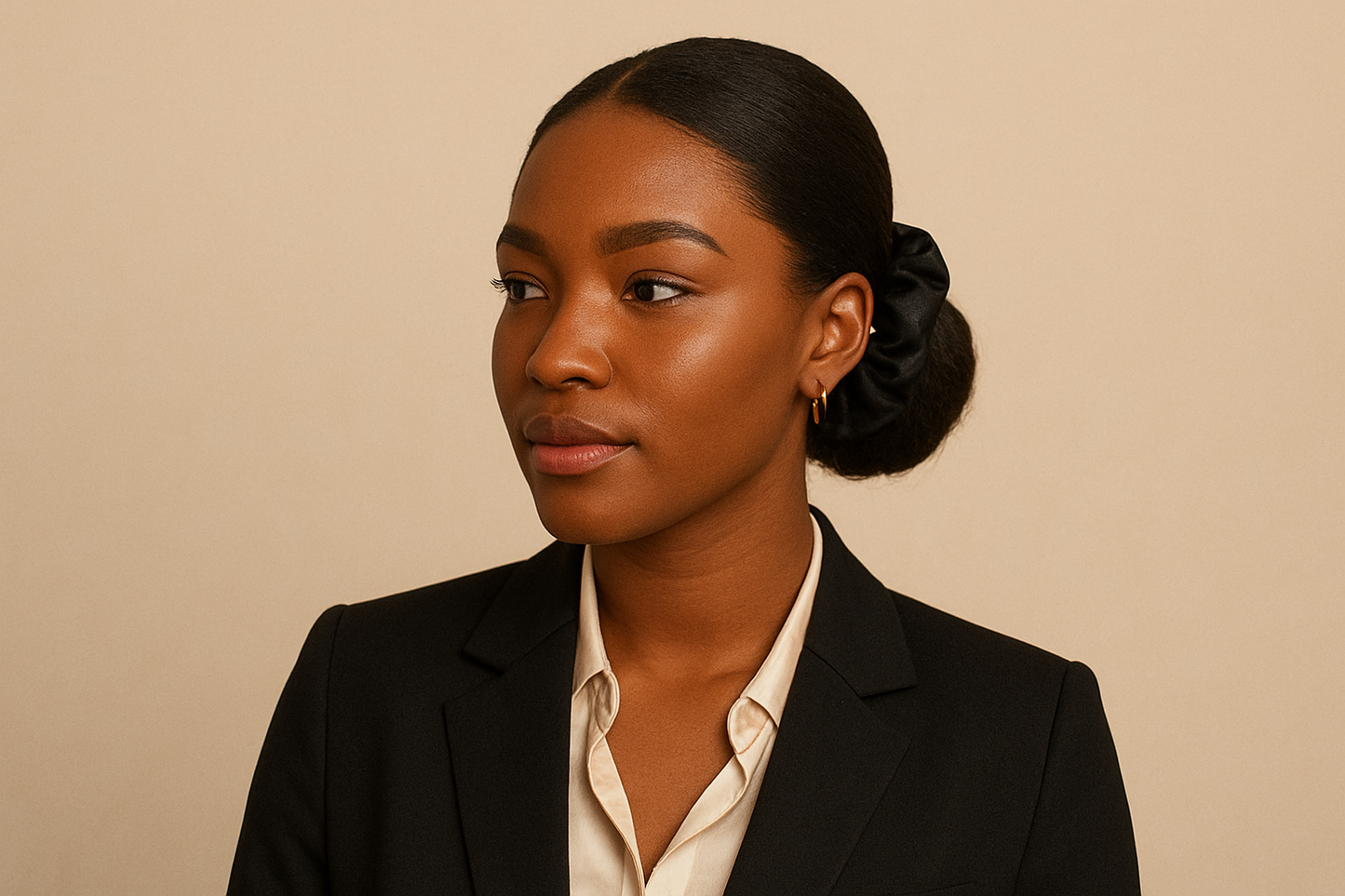 She Can - Black Satin Scrunchie