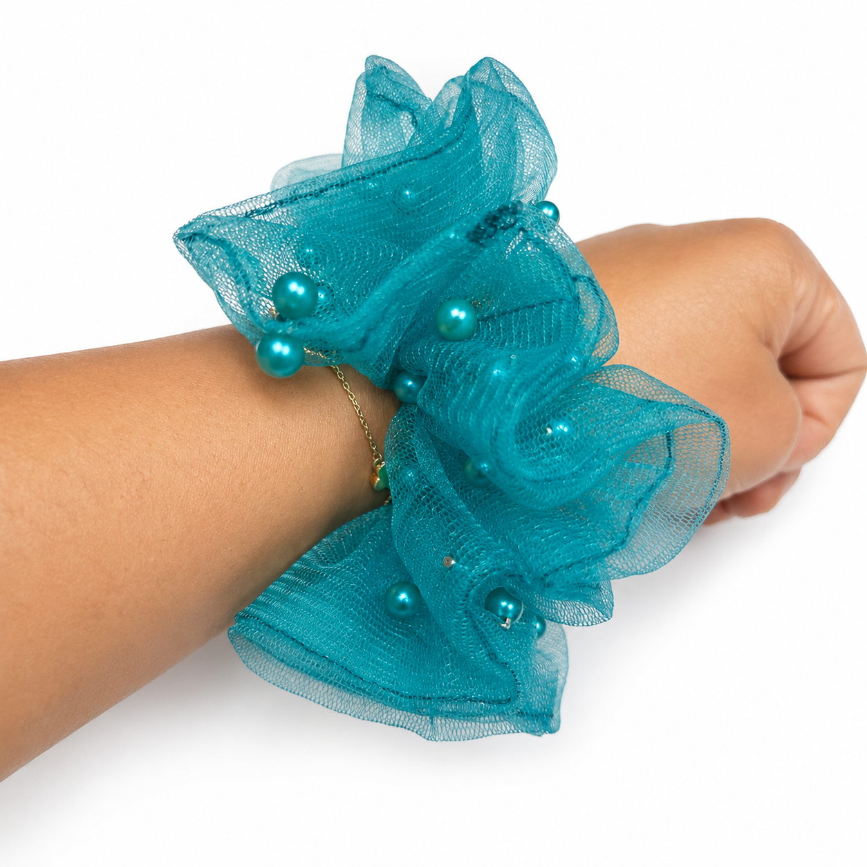Ocean Glow - Pearl Mesh Scrunchie