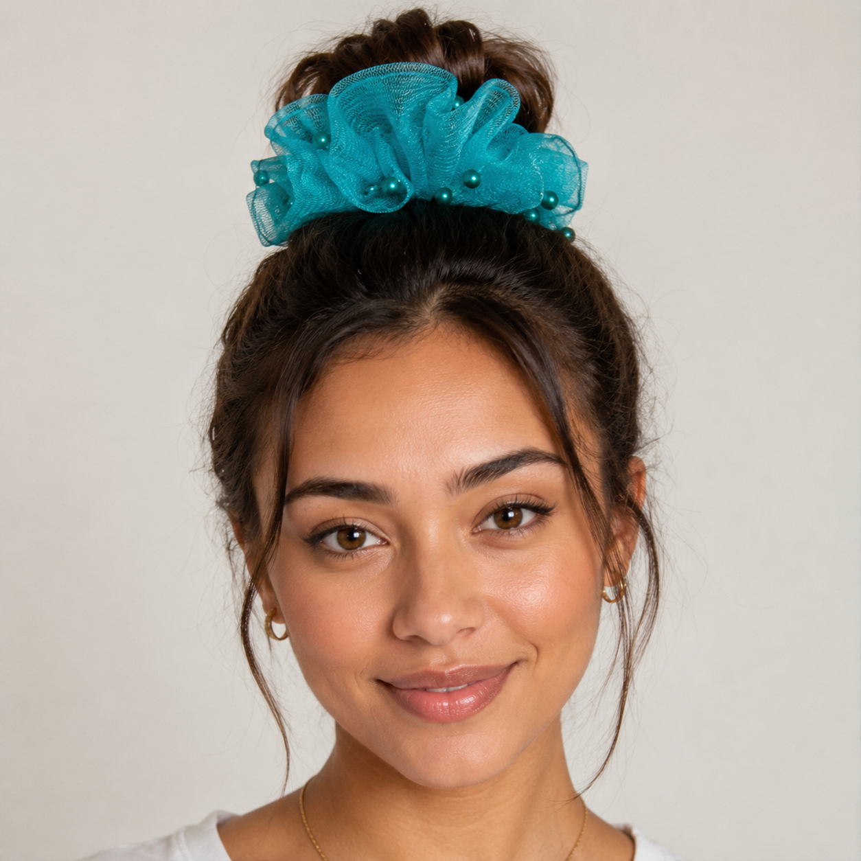 Ocean Glow - Pearl Mesh Scrunchie