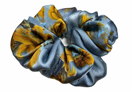 Sunshine State – Yellow Floral Satin Scrunchie