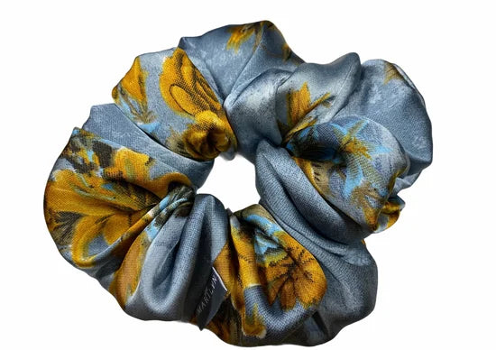 Sunshine State – Yellow Floral Satin Scrunchie
