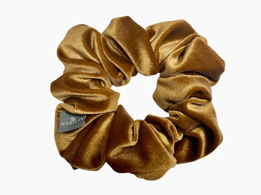 Crowned - Velvet Beige Satin Scrunchie