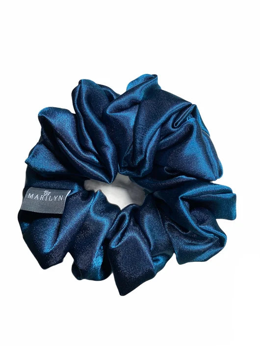 Head Held High - Turquoise Satin Scrunchie