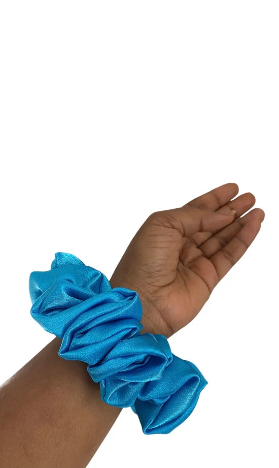 Power Puff - Sky Blue Satin Scrunchie