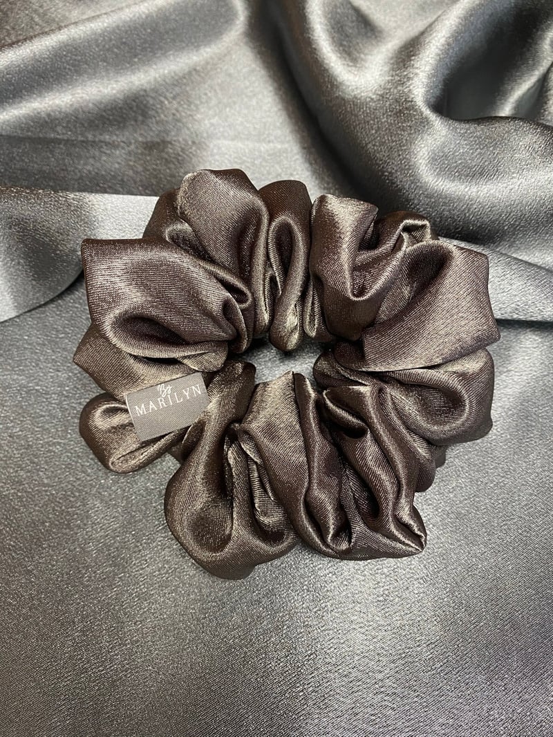 I Can - Silver Satin Scrunchie