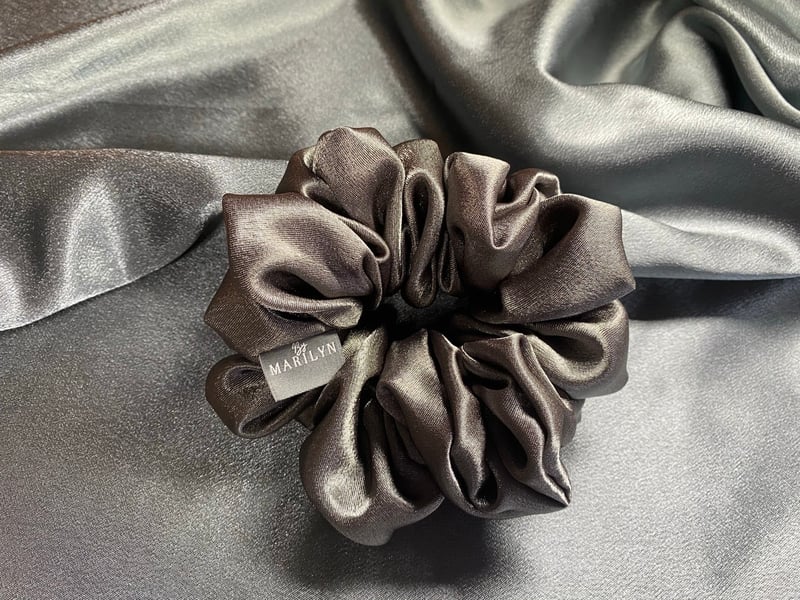I Can - Silver Satin Scrunchie