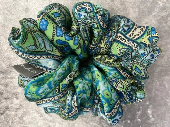 The Glow Tie - Blue Floral Chiffon Scrunchie